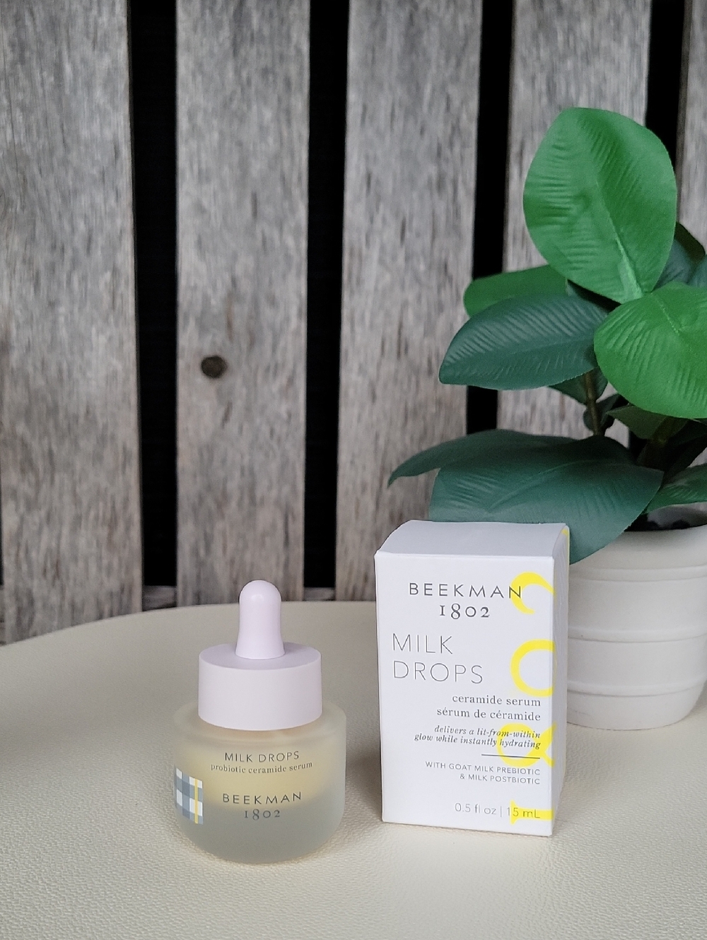 Beekman 1802 Milk Drops Ceramide Serum - White with Yellow Accents